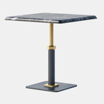Pedestal Square Side Table - Satin Brass / Black Grigio Carnico Marble