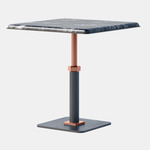 Pedestal Square Side Table - Satin Copper / Black Grigio Carnico Marble
