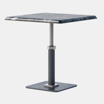 Pedestal Square Side Table - Satin Nickel / Black Grigio Carnico Marble