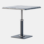 Pedestal Square Side Table - Satin Nickel / Silver Wave Marble
