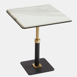 Pedestal Square Side Table - Satin Brass / White Gioia Marble