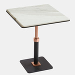 Pedestal Square Side Table - Satin Copper / White Gioia Marble
