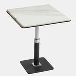 Pedestal Square Side Table - Satin Nickel / White Gioia Marble