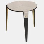 Bardot Side Table - Satin Brass / Beige