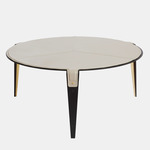 Bardot Coffee Table - Satin Brass / Beige