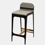 Bardot Stool - Satin Brass / Gray