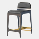 Bardot Stool - Satin Brass / Black