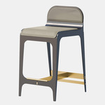 Bardot Stool - Satin Brass / Gray