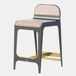 Bardot Stool - Satin Brass / Beige