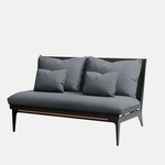 Boudoir Loveseat - Satin Copper / Black Leather / Navy Fabric