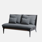 Boudoir Loveseat - Satin Copper / Navy Leather / Navy Fabric