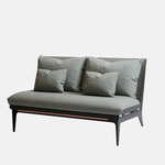 Boudoir Loveseat - Satin Copper / Gray Leather / Gray Fabric