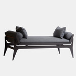 Boudoir Daybed - Satin Copper / Black Leather / Navy Fabric