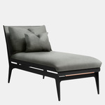 Boudoir Chaise Lounge - Satin Copper / Gray Leather / Gray Fabric