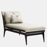 Boudoir Chaise Lounge - Satin Nickel / Beige Leather / Beige Fabric