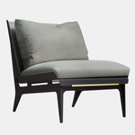 Boudoir Chair - Satin Brass / Gray Leather / Gray Fabric