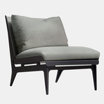 Boudoir Chair - Satin Nickel / Gray Leather / Gray Fabric