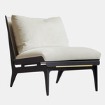 Boudoir Chair - Satin Brass / Beige Leather / Beige Fabric