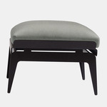 Boudoir Ottoman - Satin Nickel / Gray Leather / Gray Fabric