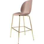 Beetle Bar / Counter Chair - Brass Semi Matte / Sweet Pink