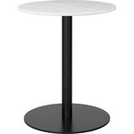 1.0 Round Dining Table - Black / White Carrera Marble