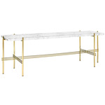 TS Rectangle 1 Rack Console - Brass / White Carrera Marble