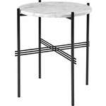 TS Round Side Table - Black / White Carrera Marble