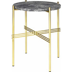 TS Round Side Table - Brass / Grey Emperador Marble