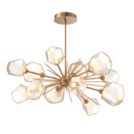 Gem Starburst Oval Chandelier - Novel Brass / Amber