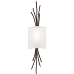 Ironwood Thistle Linen Wall Sconce - Burnished Bronze / White Linen