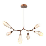 Aalto Linear Modern Branch Chandelier - Burnished Bronze / Optic Ribbed Amber