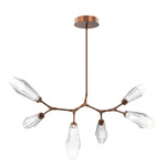 Aalto Linear Modern Branch Chandelier - Burnished Bronze / Optic Ribbed Clear