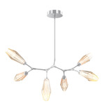 Aalto Linear Modern Branch Chandelier - Classic Silver / Optic Ribbed Amber