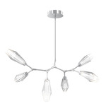Aalto Linear Modern Branch Chandelier - Classic Silver / Optic Ribbed Clear