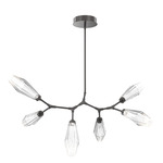 Aalto Linear Modern Branch Chandelier - Graphite / Optic Ribbed Clear