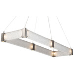 Parallel Rectangular Chandelier - Classic Silver / Rimelight Glass