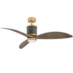 Merrick Smart Ceiling Fan with Light - Heritage Brass / Driftwood