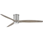 Hover Outdoor Flush Smart Ceiling Fan with Light - Brushed Nickel / Weathered Wood