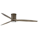 Hover Outdoor Flush Smart Ceiling Fan with Light - Metallic Matte Bronze / Walnut