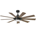 Turbine Outdoor Smart Ceiling Fan with Light - Matte Black / Driftwood