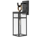 Porter Outdoor Wall Lantern - Black / Burnished Bronze / Clear