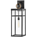 Porter Outdoor Wall Lantern - Black / Burnished Bronze / Clear