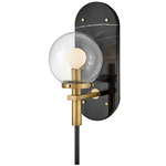 Gilda Wall Sconce - Heritage Brass/ Black Marble / Clear