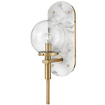 Gilda Wall Sconce - Heritage Brass/ White Faux Alabaster / Clear