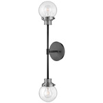 Poppy Double Wall Sconce - Black / Brushed Nickel / Clear Seedy