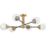 Poppy Semi Flush Ceiling Light - Black / Heritage Brass / Clear Seedy