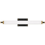 Rollins Bathroom Vanity Light - Black / Heritage Brass / Etched Opal