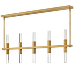 Cecily Linear Chandelier - Heritage Brass / Clear