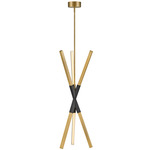 Rae Vertical Chandelier - Lacquered Brass / Etched 