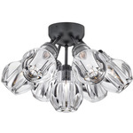 Elise Semi Flush Ceiling Light - Black / Crystal